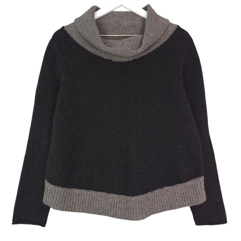 Eileen Fisher Cowl Neck Sweater Women Medium Soft Yak Wool Charcoal Taupe